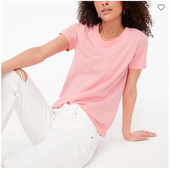 NWT J. Crew Hibiscus Pink Girlfriend Crewneck Cotton Tee - SIZE XL - Picture 9 of 10